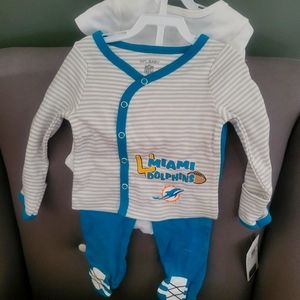 NFL Licensed Miami Dolphins 3 piece 3-6M set NWT